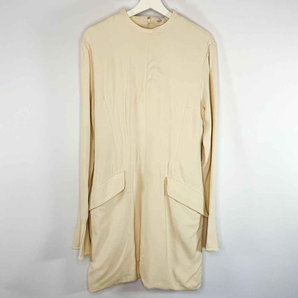 House of CB London Mahalia long sleeve minidress in Vintage Cream with a High Ne